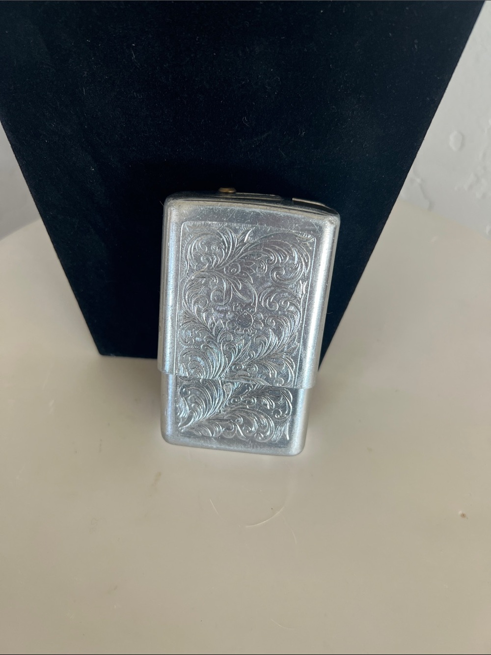 Vintage Engraved Silver Metal cigarette case- collectible